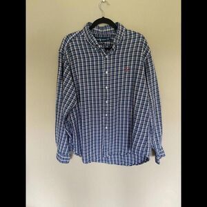 Ralph Lauren Mens Blue Plaid Long Sleeve Button Down Classic Fit XL